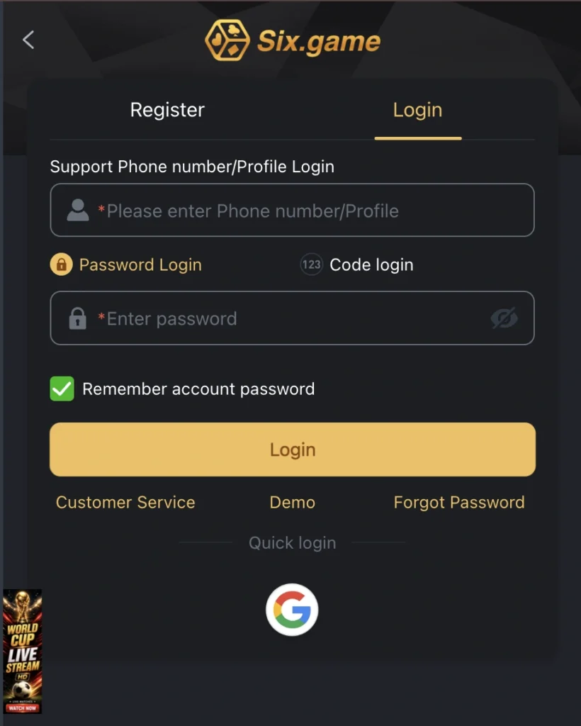 Six Game login